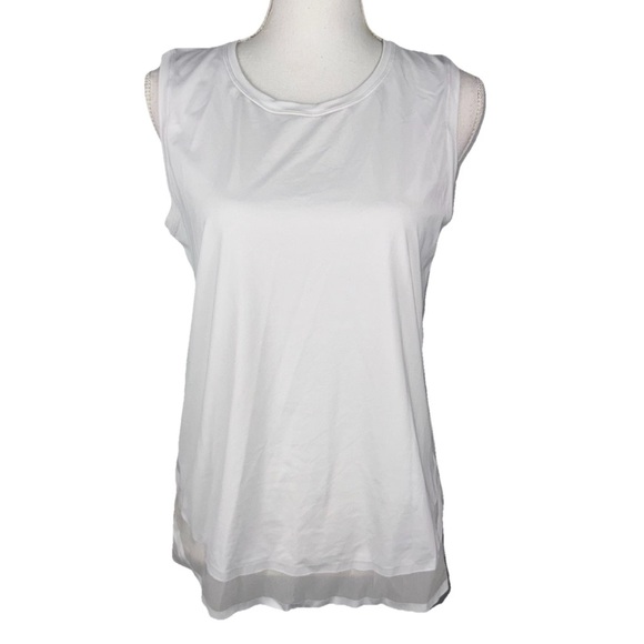 Athleta Tops - Athleta Medium White Cadence Tank Top Sheer Mesh Details Activewear Athleisure